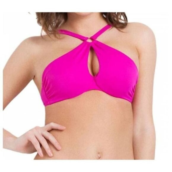 NWT L'Agent by Agent Provocateur Adrina Criss Cross Halter Bikini Top Pink Small - Picture 1 of 8